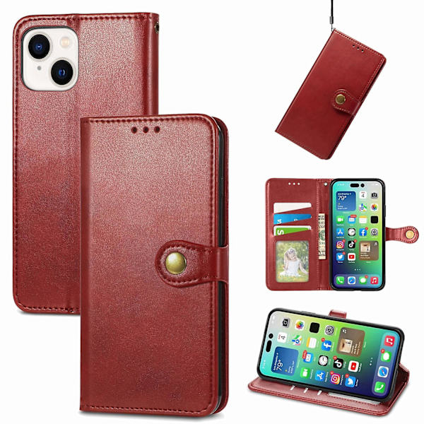 Enfärgat case med spänne för iPhone 15 Red