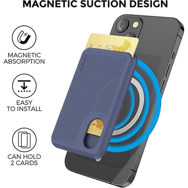 Korthållare för baksidan av telefonen för Magsafe Strong Magnetic [rfid Shielding] Silikonplånbok kompatibel med Iphone 14/ pro Max/mini purple
