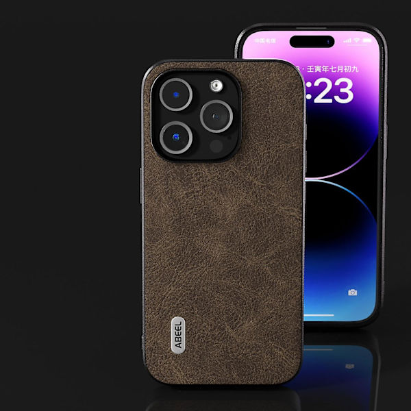 ABEEL Dream Litchi Texture Case för iPhone 15 Khaki