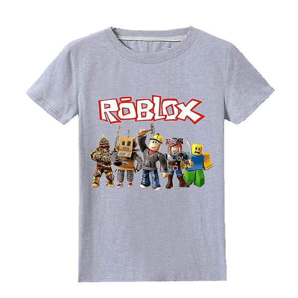 5-12 år barn Roblox kortärmad T-shirt Topp Grey 7-8Years
