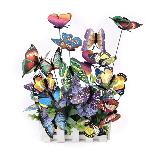 Parti med 50 färgglada fjärilar på 7 cm för trädgårdsdekoration på fjärilspinnar 100PCS