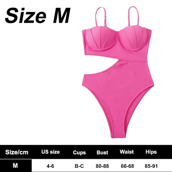 Ny enfärgad baddräkt i ett stycke Kvinna Sexig Plastmönster Splicing Bantning red M
