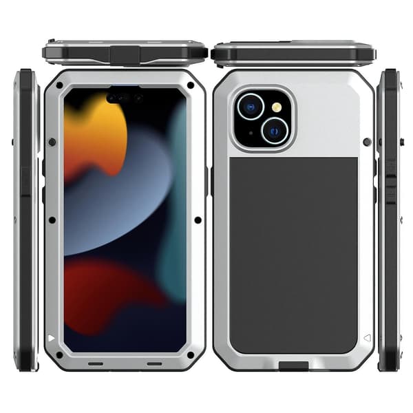 Phone case i metall + silikon för iPhone 15 Silver