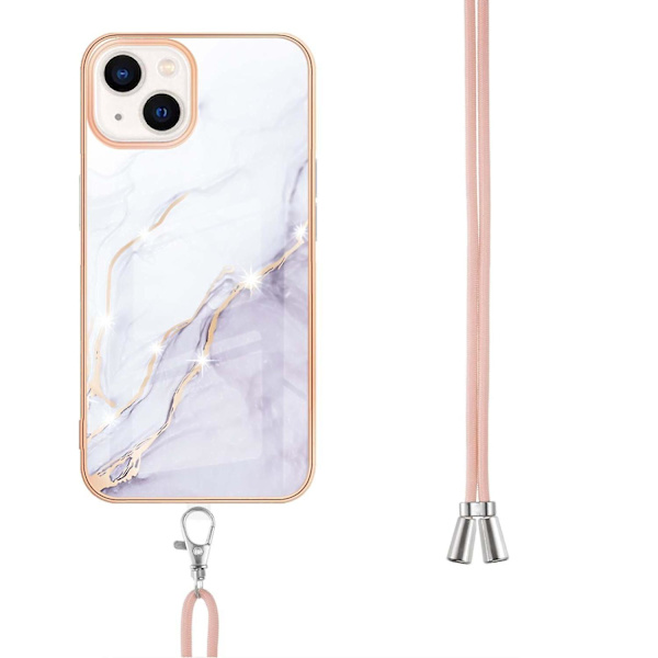Galvaniserad marmor TPU- case för iPhone 15 White