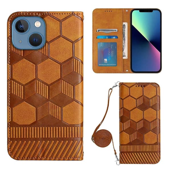 Crossbody PU- phone case för iPhone 15 Plus Khaki