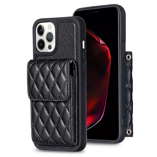 Bf22-stil case för Iphone 12 Pro Max Pu Läderbelagd Tpu Kickstand Cover Black