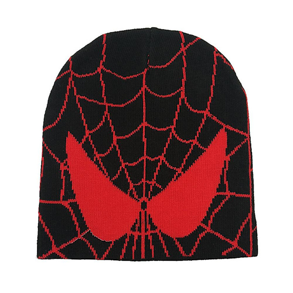 Spiderman Mönster Stickad Beanies Hatt För Herr Dam Unisex Vinter Varm Skull Hat Black