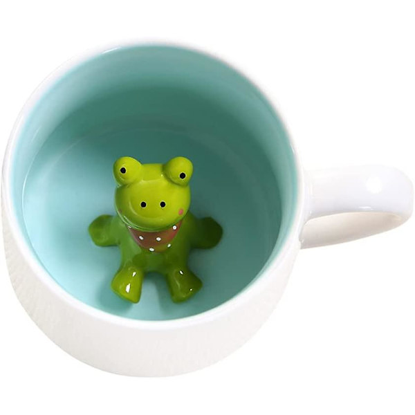 Söt groda kaffemugg, keramisk mugg med 3d-djur null none