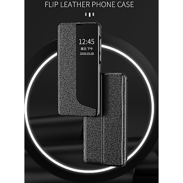 För Huawei P30 Side Display Flip Case Orange