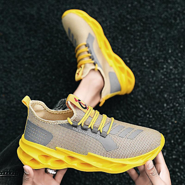 Sneakers för män Löpartennisskor Lättviktsventilerande Sport Athletic 3Cc102 Yellow 42