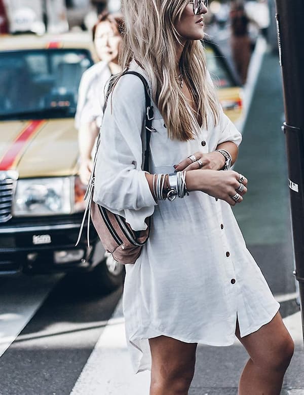 Kvinnor Lös långärmad cover Ups Button Down Beach Shirt