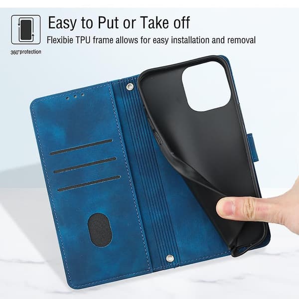Hudkänsla PU- case för iPhone 15 Blue