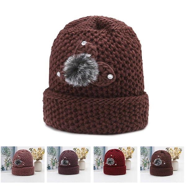 Elders Ull Stickad Slouchy Beanie Hat Charmig Design Dam Vinter Hattar Perfekt semesterpresent till mormor Purple