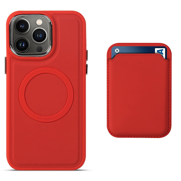 Skin Feeling Silikon Magsafe Case Kompatibel Iphone 14 Pro Max/14 Pro/14 Plus med magnetkort plånbokshållare Red iPhone 14 Plus