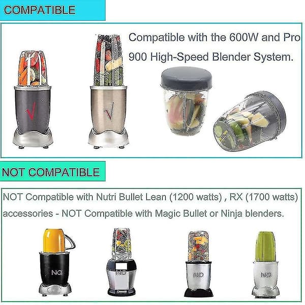 Blender och platta lock ersättningsdelar kompatibla med Nutribullet, 2 st null none