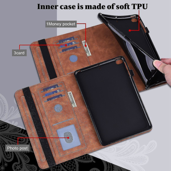 För Lenovo Tab M10 (Gen 3) TB-328FU/TB-328XU Imprinting Tablet Stand Case PU- cover Brown