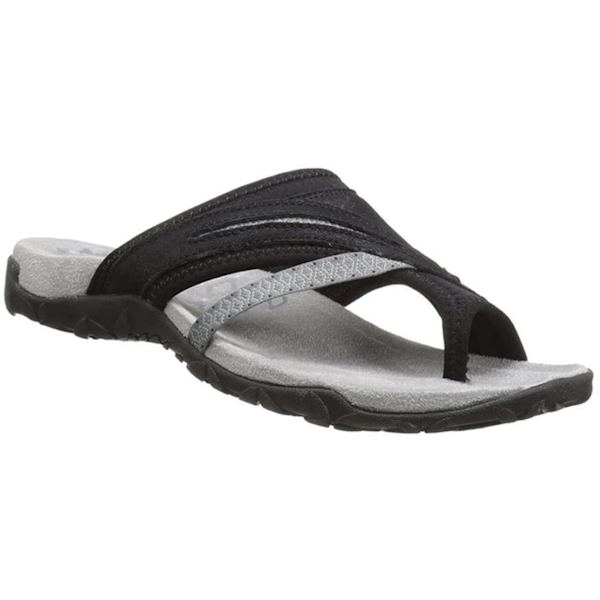 Öppen tå kvinnor sandaler för sommar Beach Arch Support Design Flip Flop platt klack Black 38
