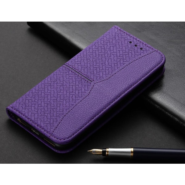 Case för Samsung Galaxy A32 4g Kickstand Feature Pu Weaving Läderplånbok Flip Folio Cover Kompatibel med Samsung Galaxy A32 4g Case Purple