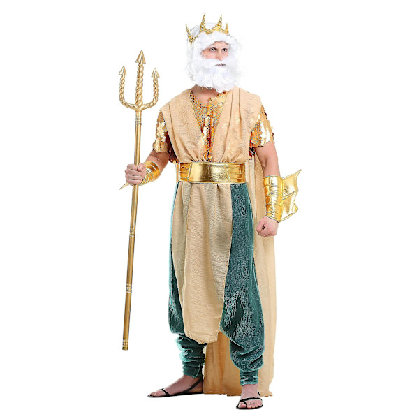 Carnival 2024neptune Sea Mermaid Kostym Män Sexig Poseidon Fancy Dress Halloween Purim Carnival Mardi Gras Outfit Poseidon Costume M