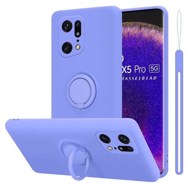 Oppo FIND X5 PRO Hülle Handy Cover TPU- case - flytande design med ring LIQUID HELL LILA FIND X5 PRO