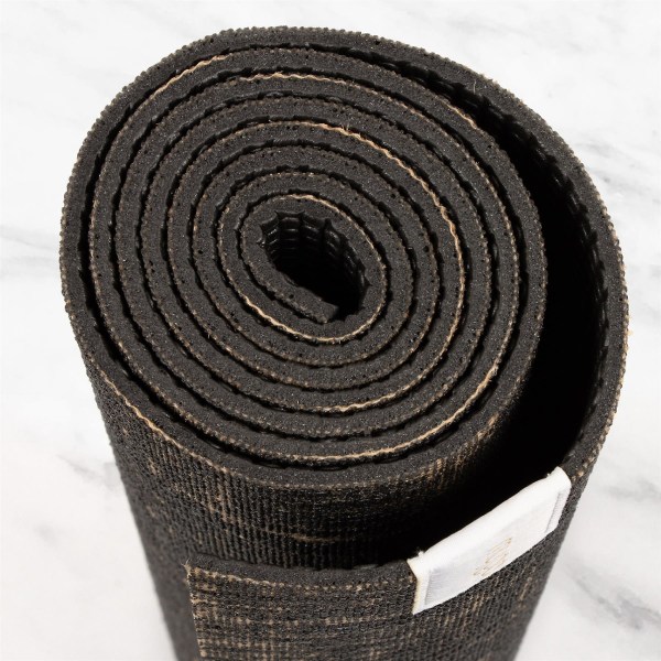 Myga Jute Yoga Mat - Halkfri träningsmatta för Yoga, Pilates & Fitness - Multifunktionsmatta med bärrem för resor - Aqua Black