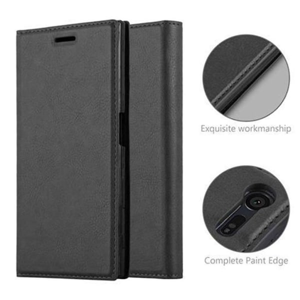 Sony Xperia X COMPACT Cover Case Case - med stativfunktion och kortfack NIGHT BLACK Xperia X COMPACT