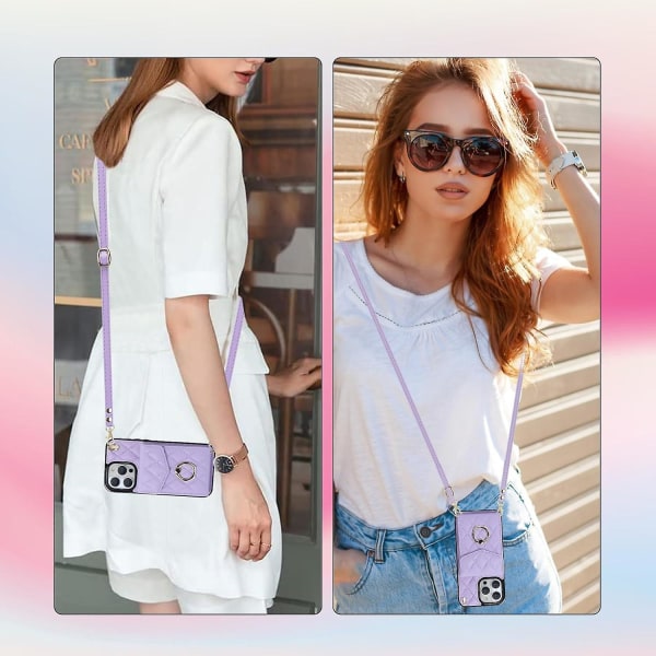 Crossbody Wallet Pu Läder Handväska Handväska Case För Iphone 15 Pro Max Med Ringställ White none