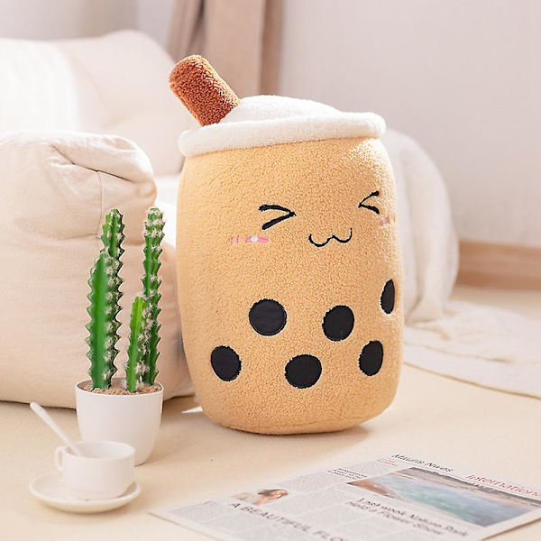Söt Boba Mjölkte Plyschleksak Mjuk fylld äpple Rosa Jordgubbssmak Mjölkte Kram Kudde Bollar Bubo Tekopp Kudde Z teddy plush brown about 47-50cm