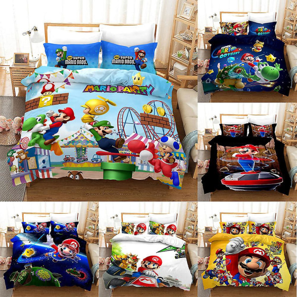 Mario 8# Mlao Tredelad set av sängkläder, hemtextilier Cover Fyrdelad set av barnsängkläder 180cm