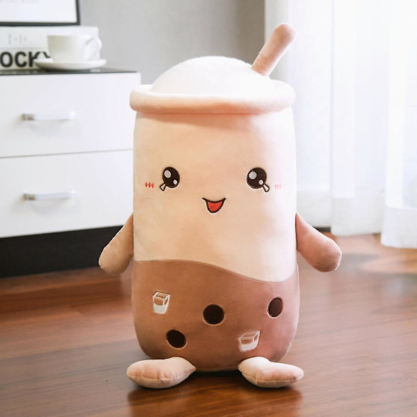 Söt Boba Mjölkte Plyschleksak Mjuk fylld äpple Rosa Jordgubbssmak Mjölkte Kram Kudde Bollar Bubo Tekopp Kudde Z teddy plush brown2 about 47-50cm