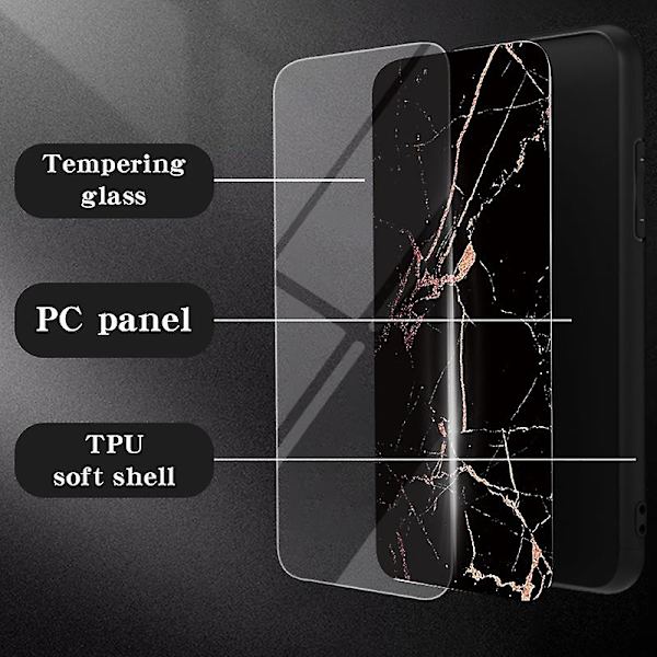 För Samsung Galaxy A05s 4G Cover Marmormönster Phone case Härdat glas+PC+TPU-skal null none