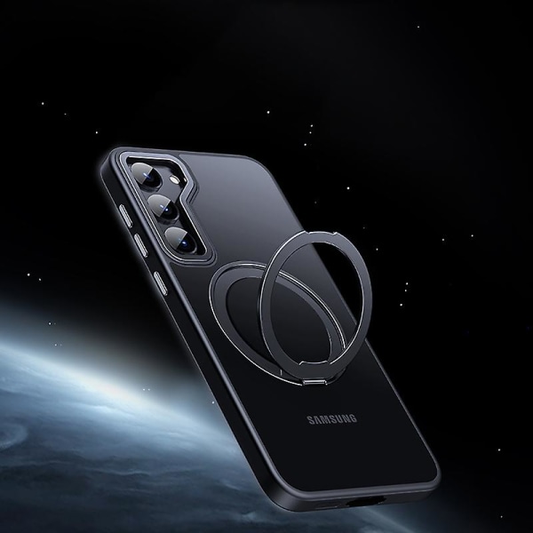För Samsung Galaxy S23+ Ring Kickstand Case Kompatibel med Magsafe, Tpu+akryl+zinklegering Matt cover Black