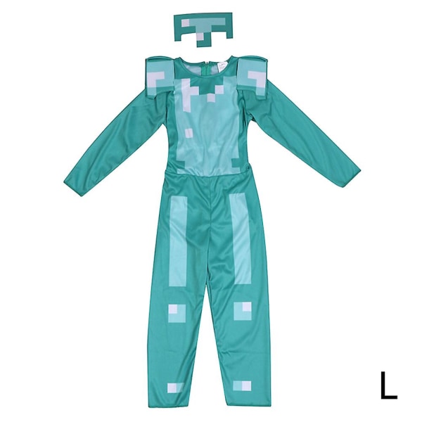 Minecraft-dräkt för barn Klassisk diamant-pansarkostym för pojkar Flickor Temafest Rollspel Utklädningsdräkt L