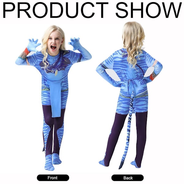 Neytiri Halloween Cosplay Barnkostym Jumpsuit Boys & Girls Body Blå Girl M for Height 120cm