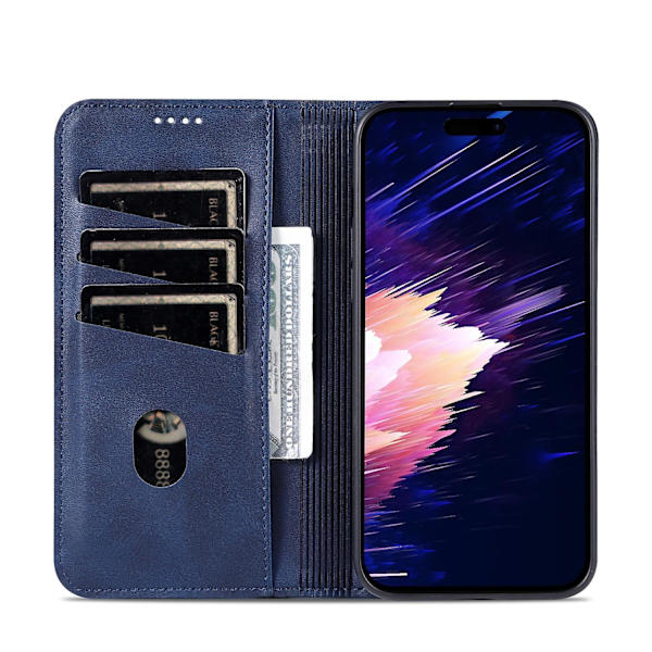 AZNS Calf PU case för iPhone 15 Plus Dark blue