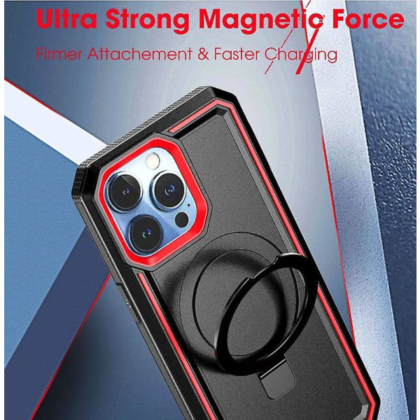Magsafe Heavy Duty Drop Protection Fodral För Iphone 15 Pro Max 15 Ultra Med Stativ Red