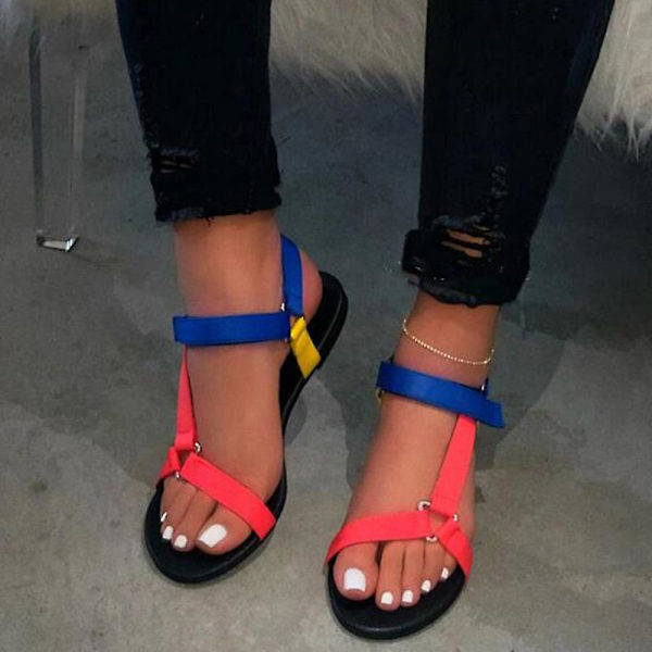 Platta sandaler för kvinnor med öppen tå andas Anti-slip Casual för sommarstrand utomhus Multicolour 43