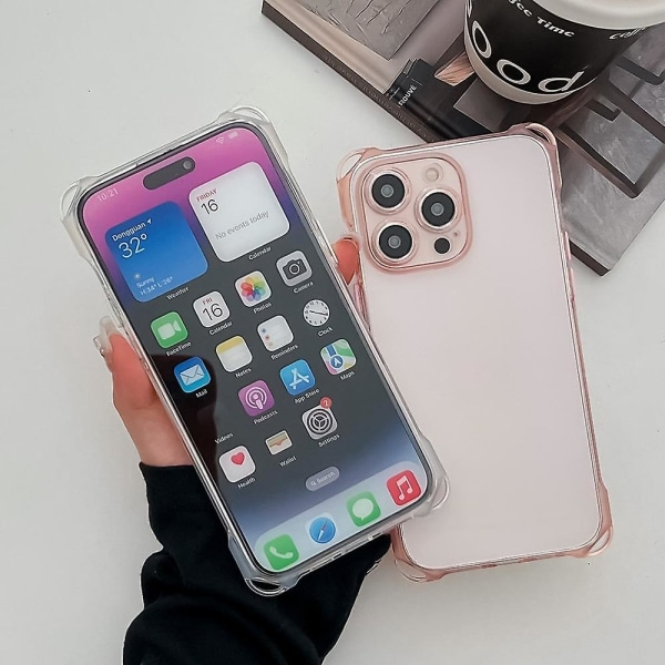 Stötsäkert TPU phone case för iPhone 15 Plus Pink