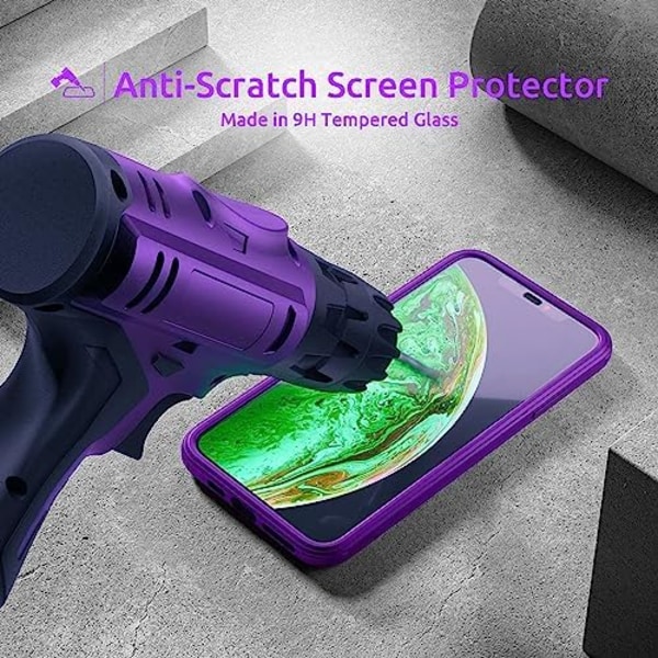 UBUNU iPhone Xs Max- case med skärmskydd [Inbyggt 9H hårt härdat glas], för Magsafe 360 ​​helkroppsskydd, genomskinligt skyddande iPh Purple