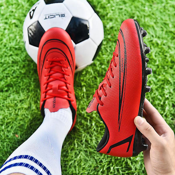 Fotbollsskor för herr Fotbollsskor med hög ankel för vuxna Grästräning Sport Skor Sneakers Yj2209-1A Red 38