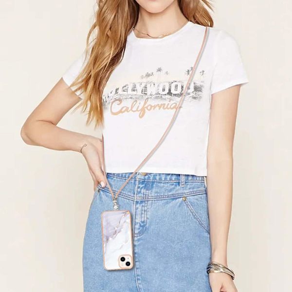 Galvaniserad marmor TPU- case för iPhone 15 White