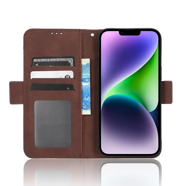Phone case i läder för kortplatser för iPhone 15 Brown