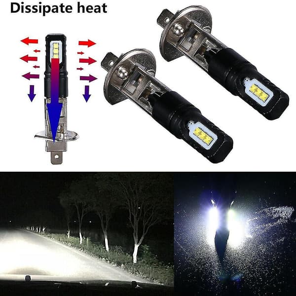 2 X H1 6000k Super Bright White 6000lm Drl Led Strålkastarsats Helljus null none