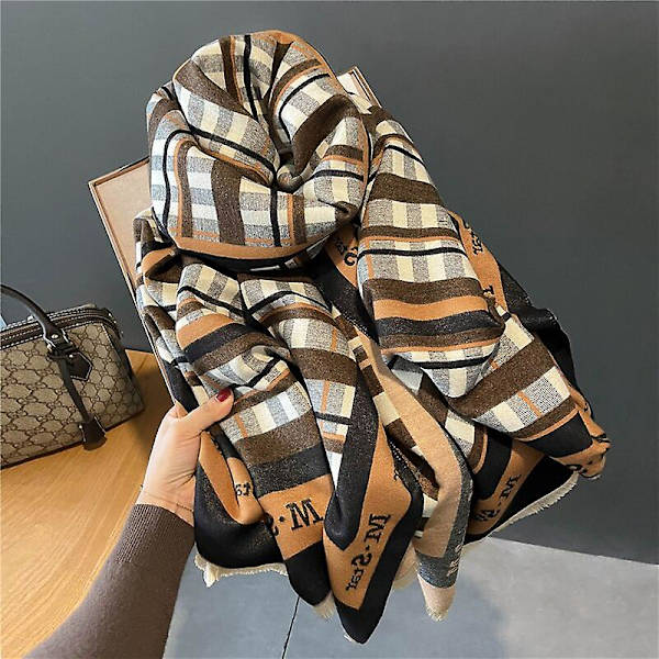 Stripe Design Print Tjock Cashmere Scarf For Dam Pashmina Sjal Wraps Bufanda Halsduk Filt Poncho Scarves 2022 WYT320 3