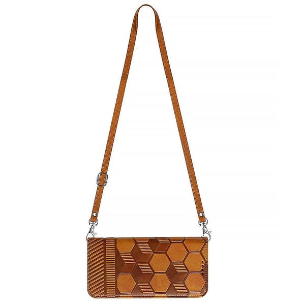 Crossbody PU- phone case för iPhone 15 Plus Khaki