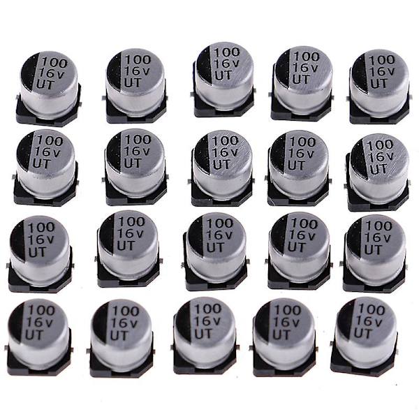 20 st Smd elektrolytiska kondensatorer med specifikationer på 6*5 Mm 16v 100uf as shown none
