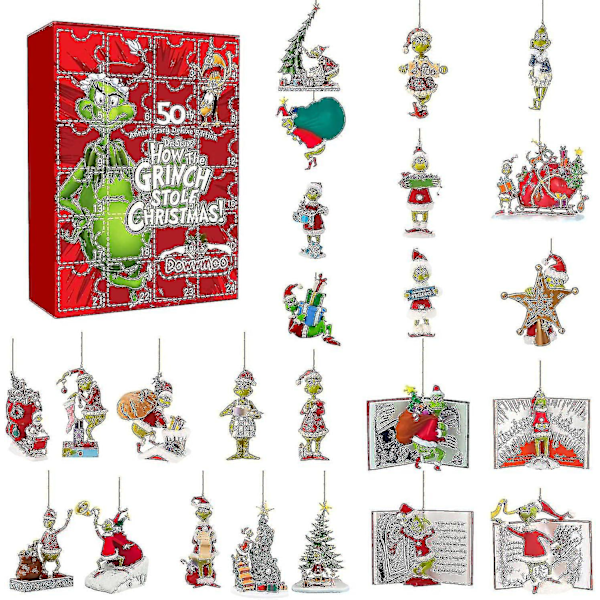 Grinch Adventskalender 2023 För Barn Och Vuxna, Grinch Leksaker - 24 St Grinch Presenter, 24 Dagar Jul B