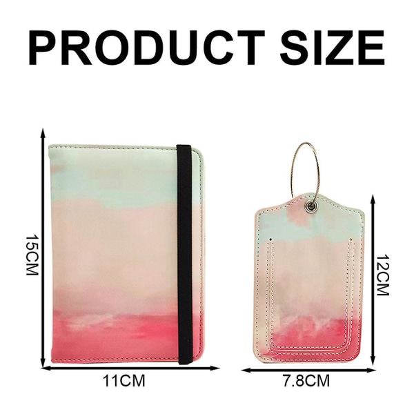 Cover, Pu-läder case Organizer för pass, kreditkort, boardingkort (plånbok+tagg) Pink 13.7*10.5cm