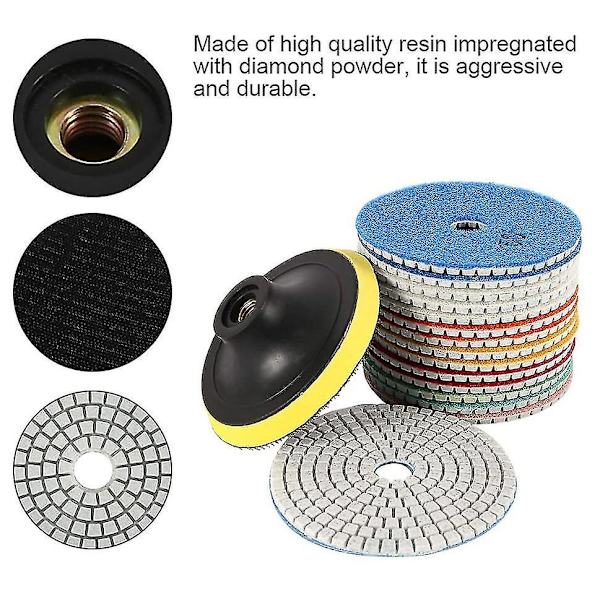 15 st diamantpolerkuddar kit 4 tum 100 mm vått/torrt för granitsten betong marmor polering U null none