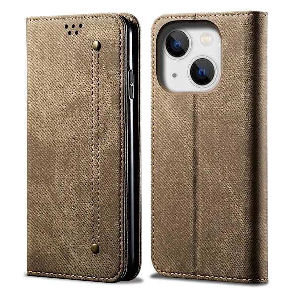 Denim Texture Case för iPhone 15 Plus Khaki